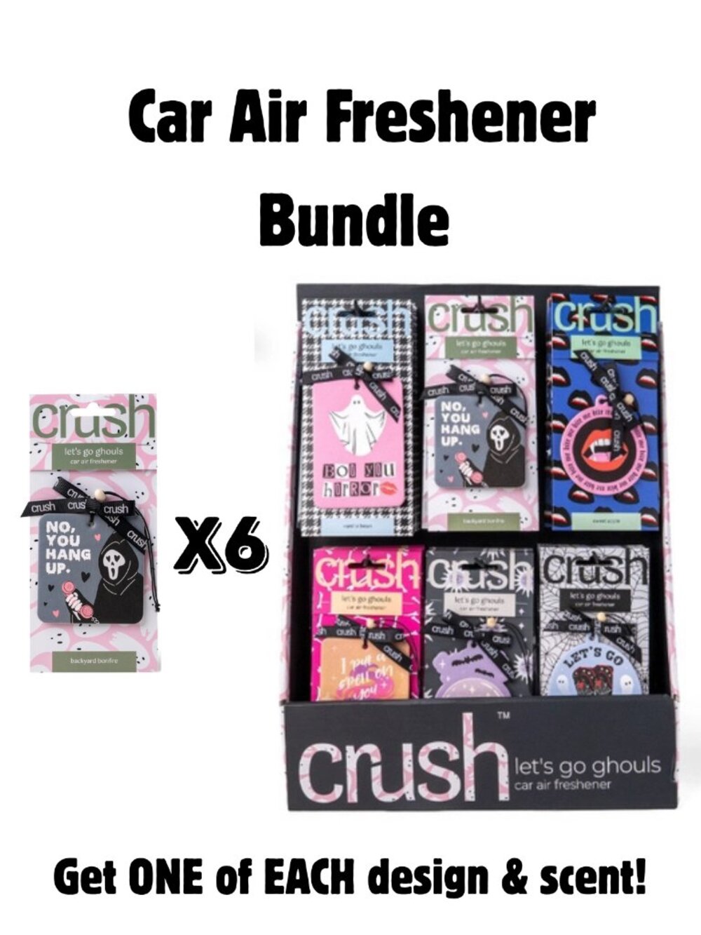 Crush Let’s Go Ghouls Halloween Car Air Fresheners Complete Set of 6